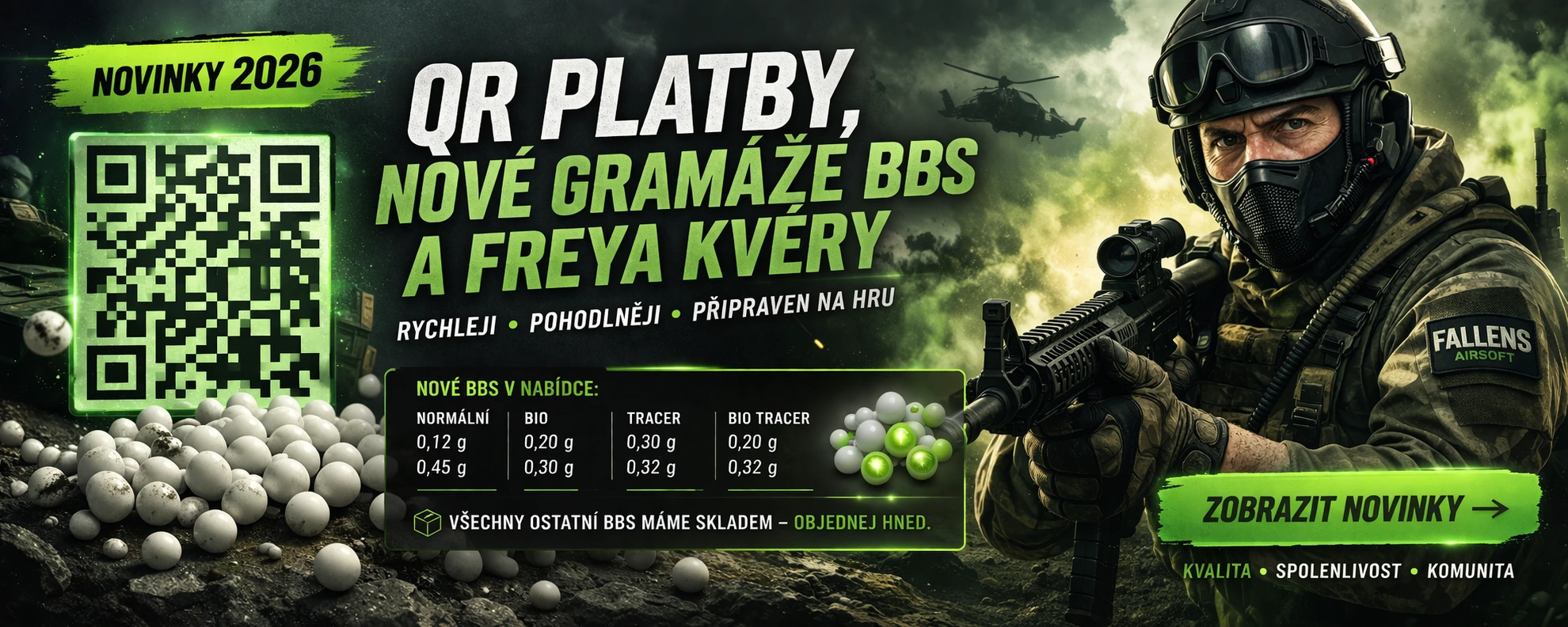 Nové gramáže všechy typů kuliček, platba QR kódem